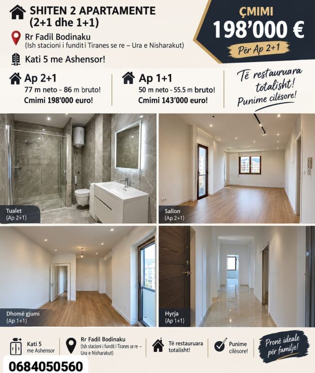 🏡 SHITET APARTAMENT 2+1 & 1+1