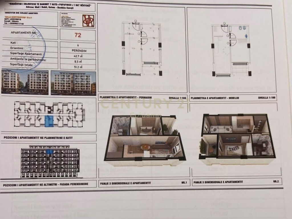 Apartament 1+1 Për Shitje në Mali i Robit, Durrës - 71,680€ | 51 m²