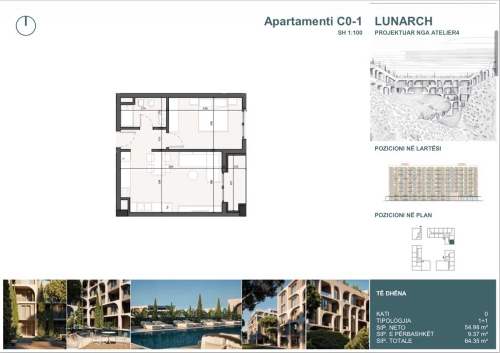 APARTAMENT 1+1 NE LUNARCH RESIDENCE 📍 Mali i Robit, Golem