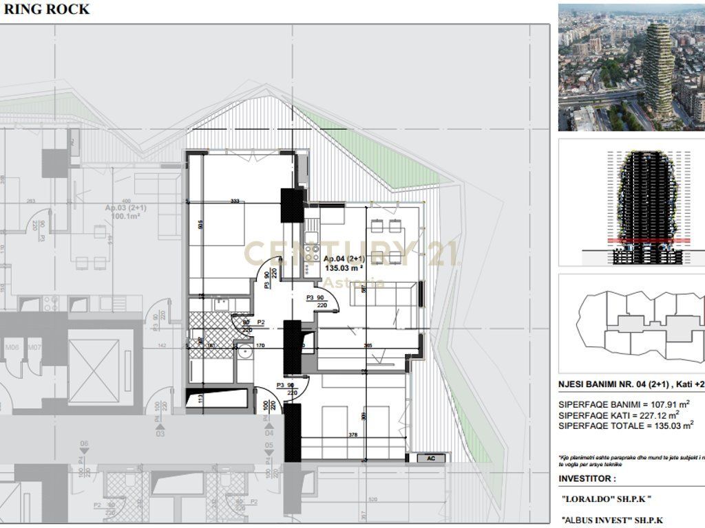 SHITET APARTAMENT 2+1 TEK GREAT RING ROCK TIRANE 283,563 €