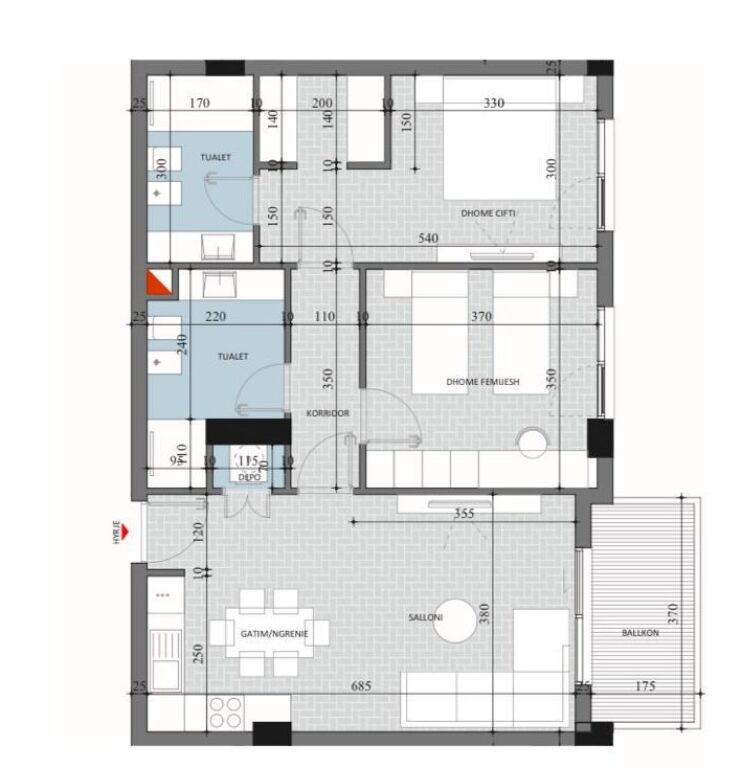 Shitet, Apartament 2+1 , Diellon , Paskuqan