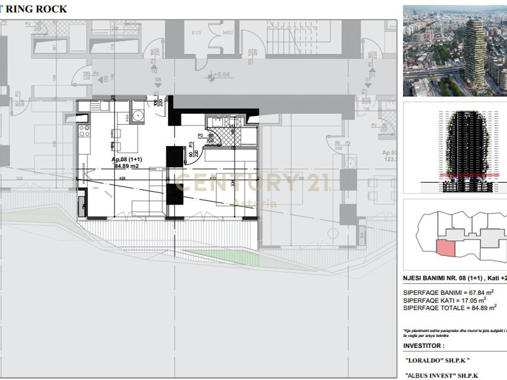 VENDESI APPARTAMENTO 1+1 AL GREAT RING ROCK TIRANA 178,200 €