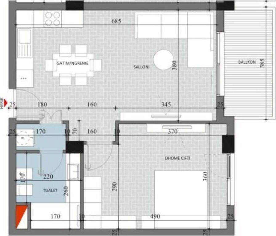 Shitet, Apartament 1+1, Diellon, Paskuqan.