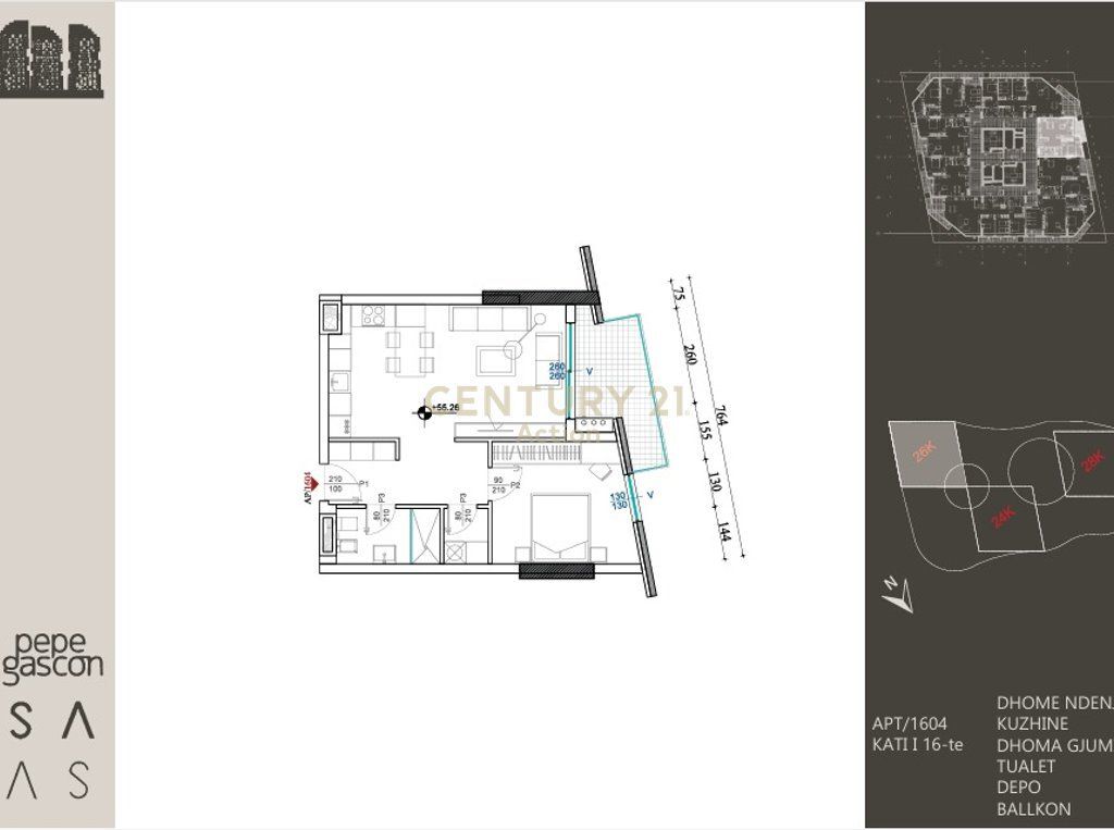 Appartamento 1+1 In Vendita a Ish Dogana, Tirana - 145,204€ | 79.87 m² 145,204 €