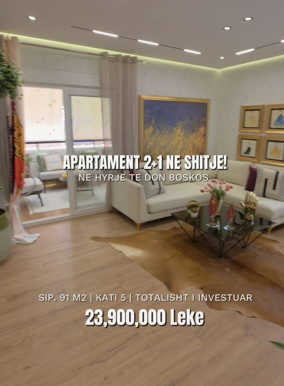 Shitet apartament 2+1 tek Rruga Don Bosko , ne fillim , Zogu i Zi .