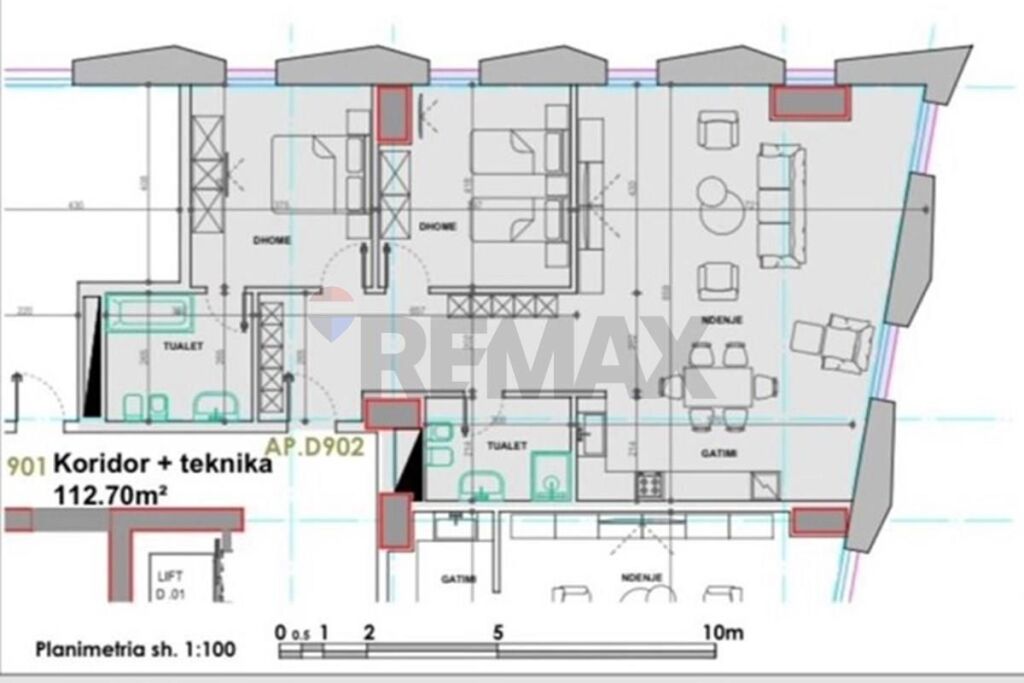 APARTAMENT 2+1+2 NE SHITJE EKSPOZITA BUILDING
