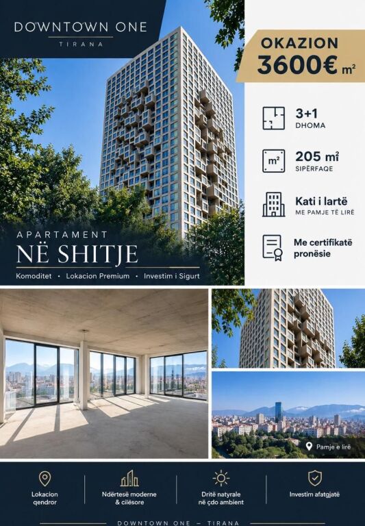Apartament per Shitje 3+1 Down Town One
