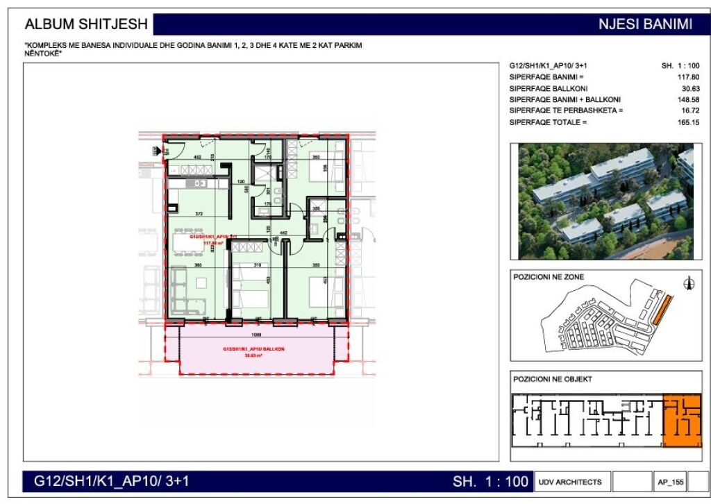 FARKA FRONT LAKE RESIDENCE Apartament 3+2 Në Shitje në Liqeni i Farkës, Tiranë - 300,243€ | 165.15 m²