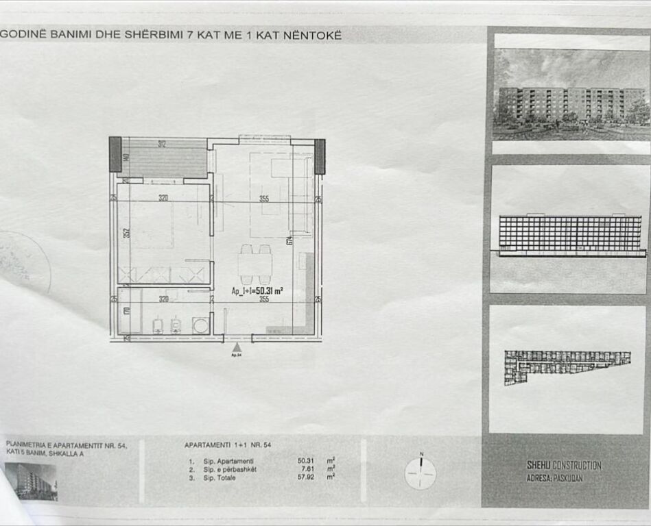 Shitet Apartament 1+1+Post Parkimi Paskuqan
