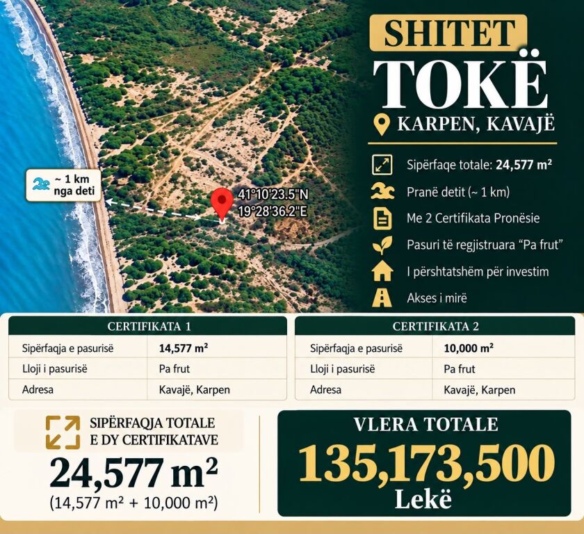 Shitet toke ne Karpen , Kavaje .!cmimi ne LEKE!.
