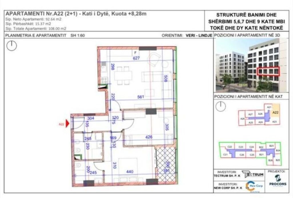 Apartament 2+1+2 me Qera në Rrugën "Jordan Misja", Tiranë (70,000 ALL/ muaj)