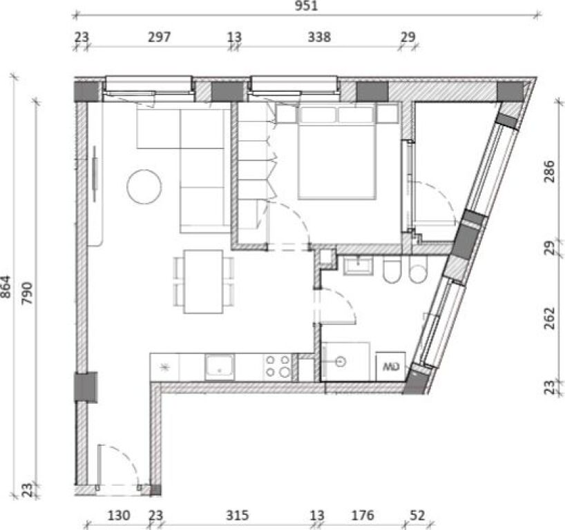 Apartment 1+1 for sale at Kadiu Complex, Ali Demi street.