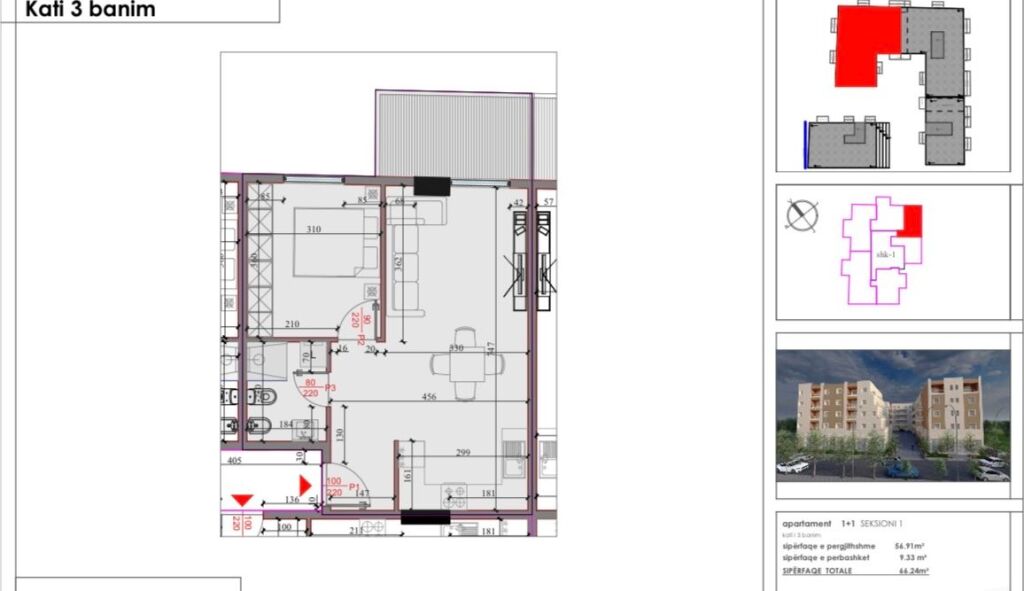 Shitet apartament 1+1 Pospera 1 Paskuqan