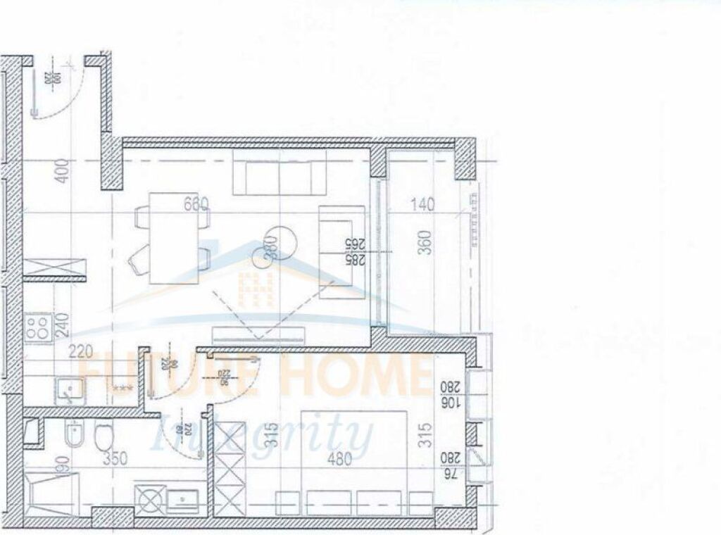 Shitet, Apartament 1+1, RiverSide Residence, Tiranë.