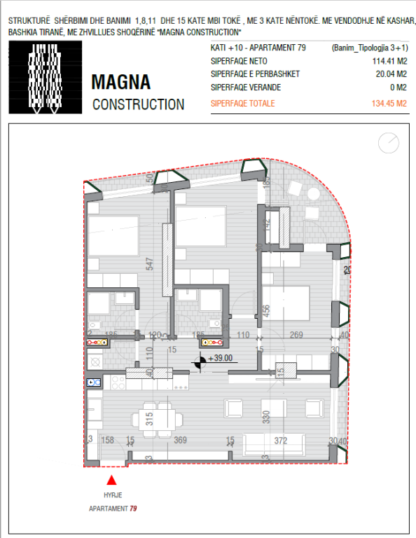 Appartamento 3+1 | 134.45 m² | Piano +10