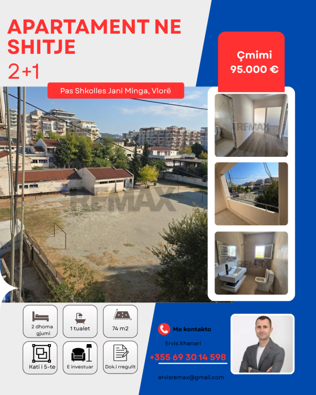 Appartamento 2+1 in Vendita, vicino alla Scuola Jani Minga, Vlore