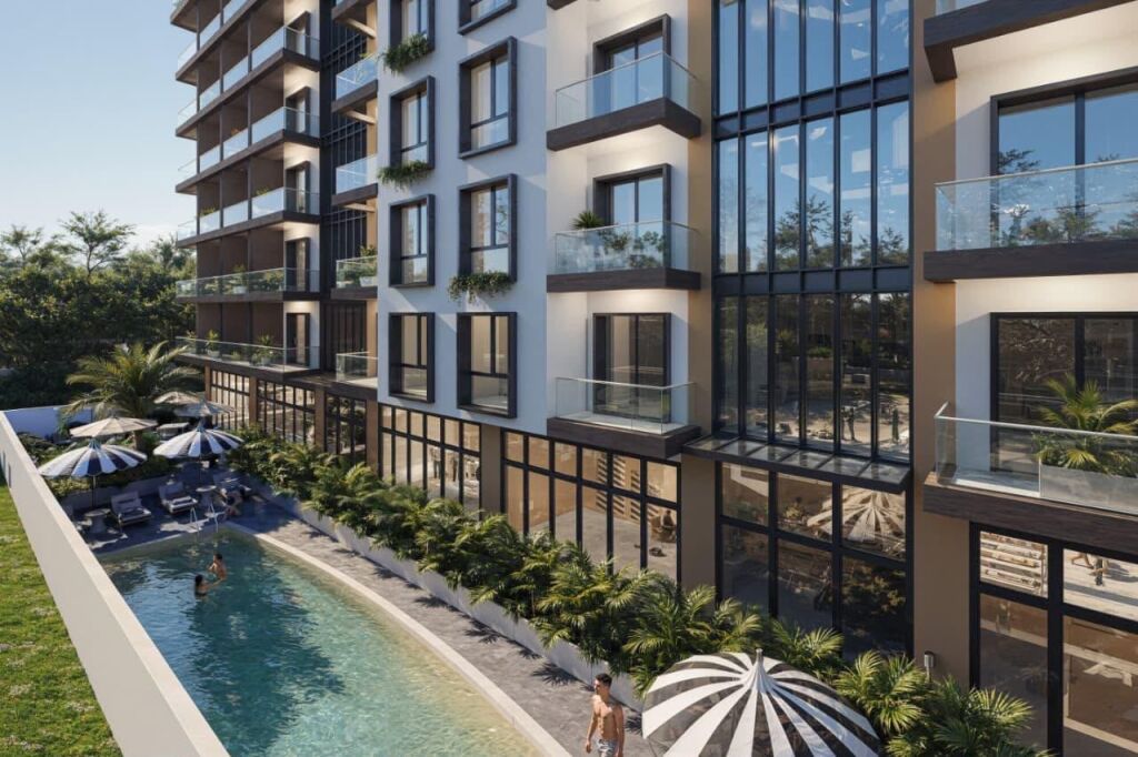 ‼️AUCTION‼️1+1 apartment for sale with pool view in the "Liam" Residence, Golem