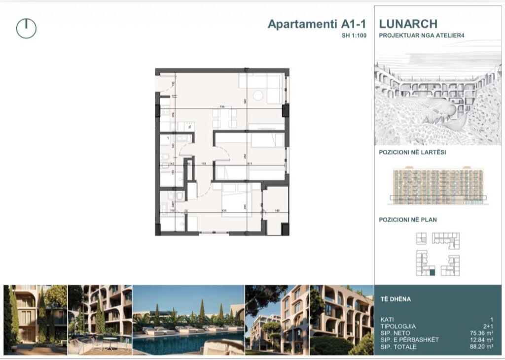 APARTMENT 2+1+2 AT LUNARCH RESIDENCE MALI I ROBIT, GOLEM
