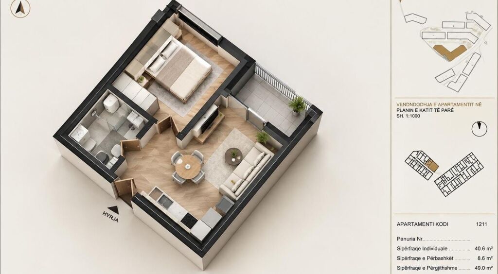 # IN VENDITA: 1+1 📍FRESK (RESIDENZA OXA) - 80.000€ - 1° Piano || SUP. 46m² - Edificio Nuovo, A.2025 - (Mai Abitato) - Possibilità di Finanziamento🔥 || A Soli Pochi Min. dalla Grande Circonvallazione