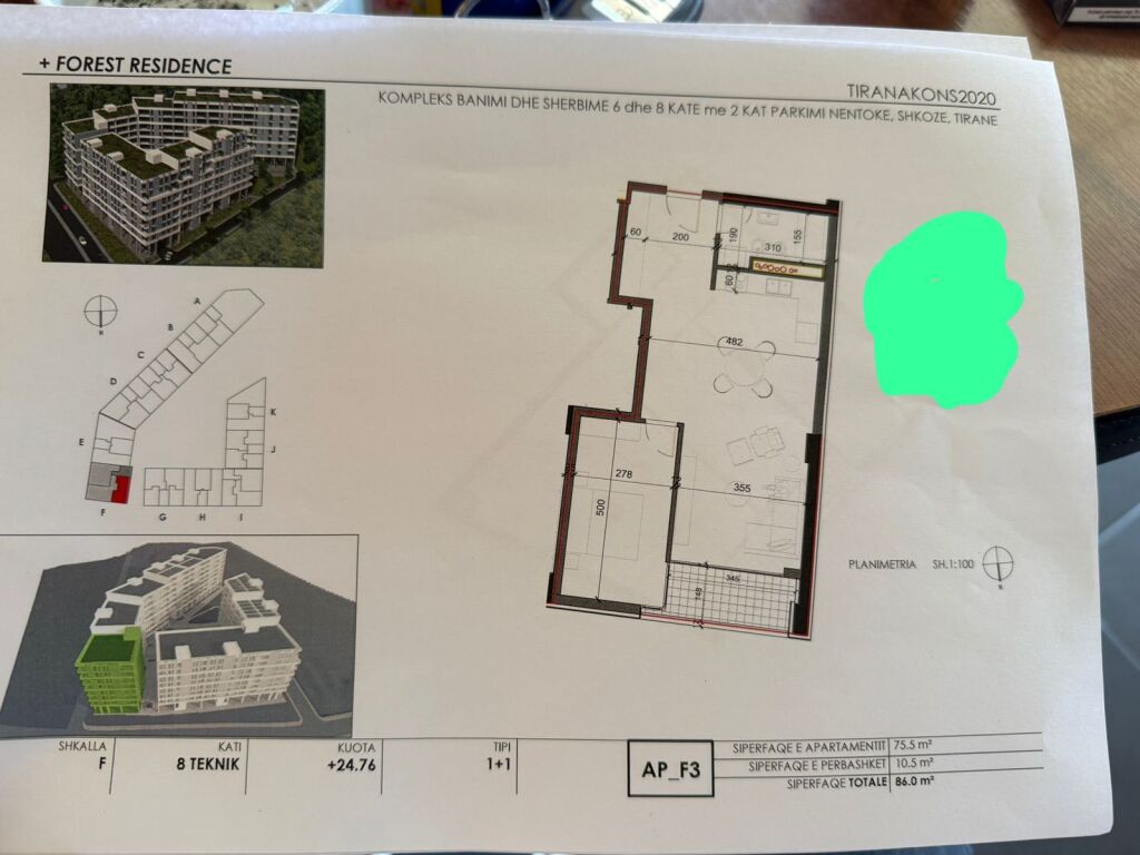Forest Residence, Shkozë Shitet, Apartament 1+1