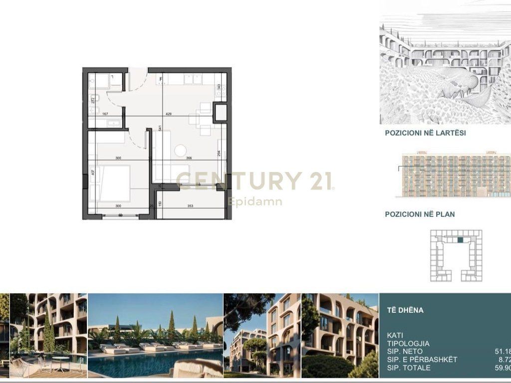 EXCLUSIVE ! Apartament 1+1 për shitje në Lunarch Residence Mali i Robit ! Pamje nga pishina