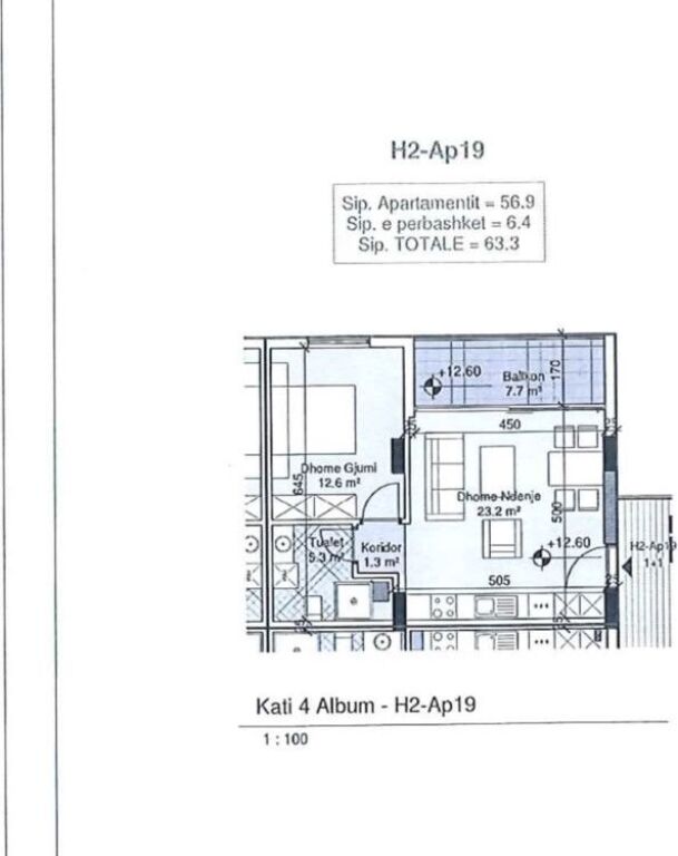 OKAZION APARTAMENT 1+1 PER SHITJE PORTO LALZIT , HAMALLAJ 126.600 euro