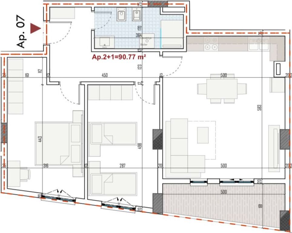 For sale, Apartment 2+1+2, RingSide Residence, Tirana.