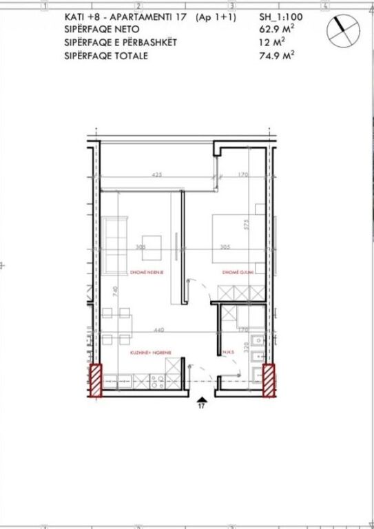 Apartament 1+1 në shitje në zonën e Astirit në Tiranë ID 4574