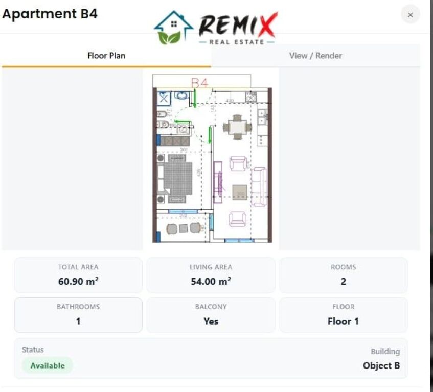 SHITET APARTAMENT 1+1 – REZIDENCA ORIENTAL, GOLEM