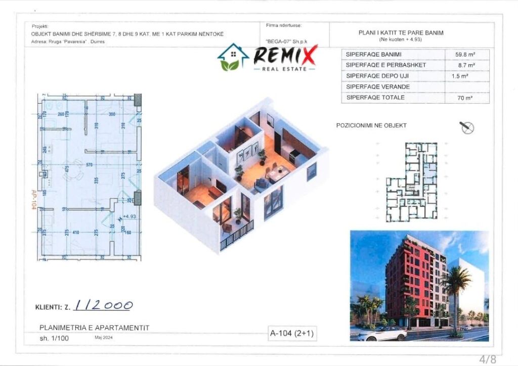 🏡 SHITET APARTAMENT 2+1 – PLAZH, DURRËS 🌊