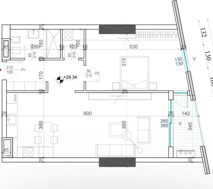 Apartament 1+1 per shitje tek Rezidenca Shqiponja Square Building.