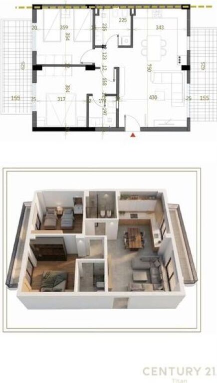 Shitet apartament 2+1+2 ne Cielo Residence, prane Teg!
