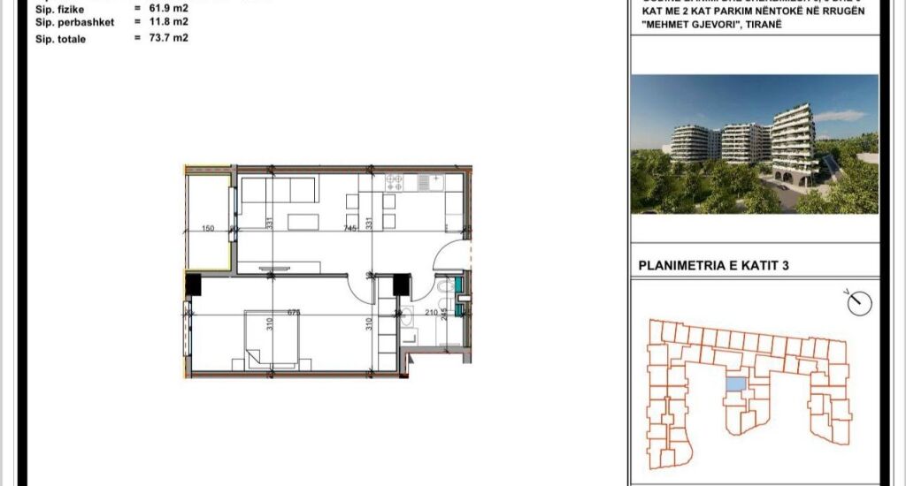 For sale 1+1 At Aluna 1 (1250Lek m/2)