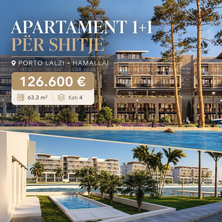 OKAZION SHITET APARTAMENT 1+1 NË " PORTO LALZI " HAMALLAJ | 126.600€