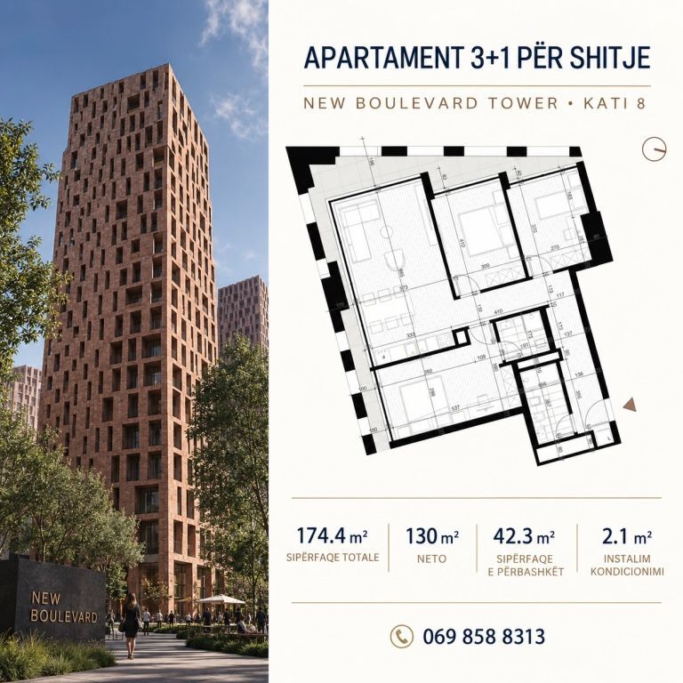 Appartamento 3+1 in vendita nel nuovo viale di Tirana.