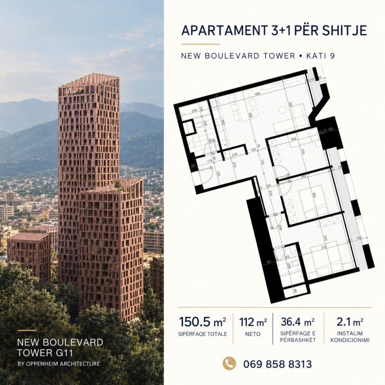 Appartamento 3+1 in vendita nel nuovo viale di Tirana.