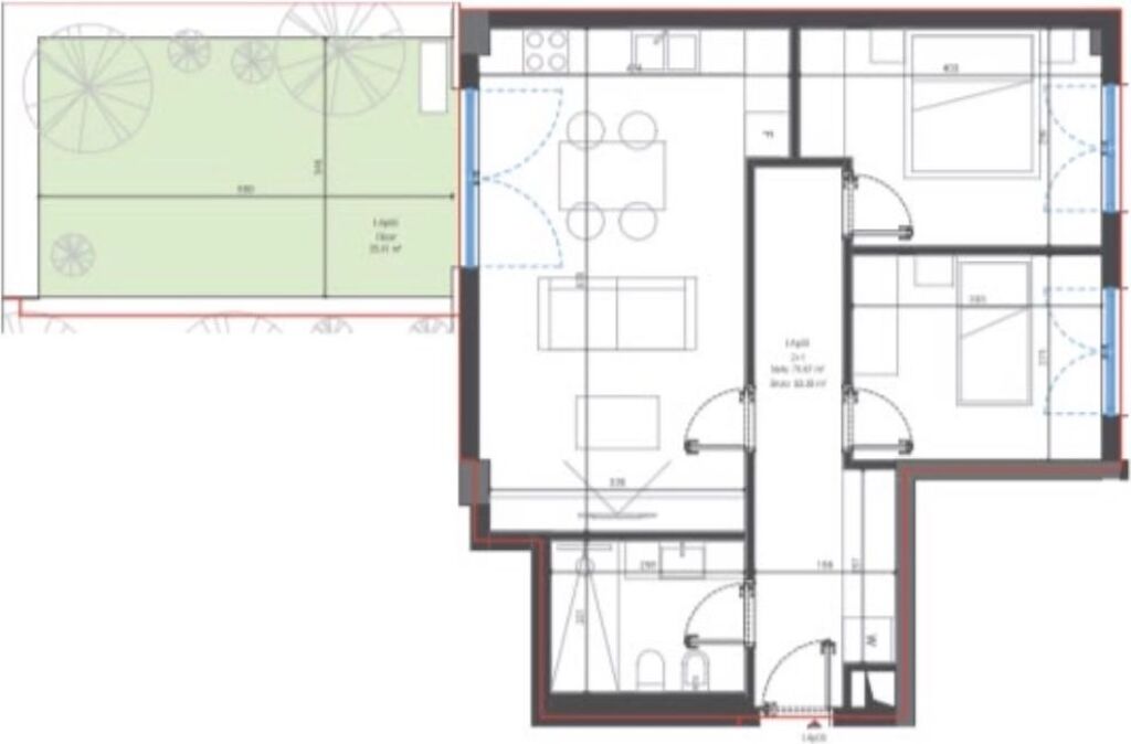 Shitet apartament 2+1+oborr Square Village Dhermi