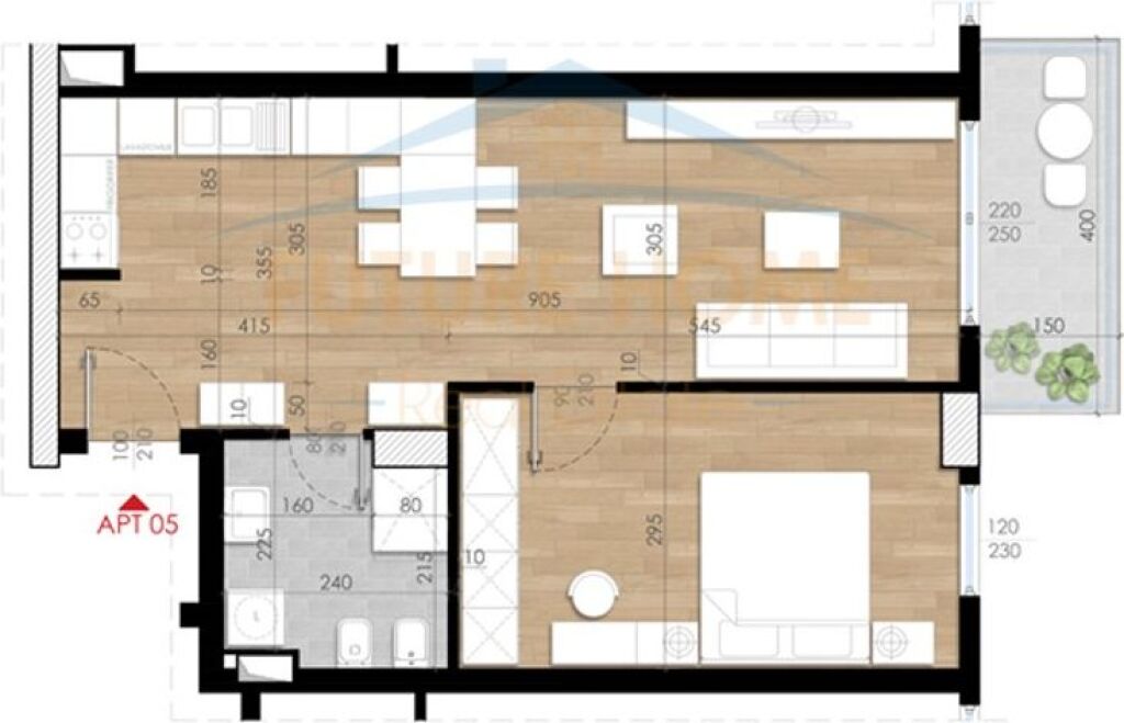 Shitet, Apartament 1+1, Garden Residence Turdiu, Ish Fusha e Aviacionit, Tirane.