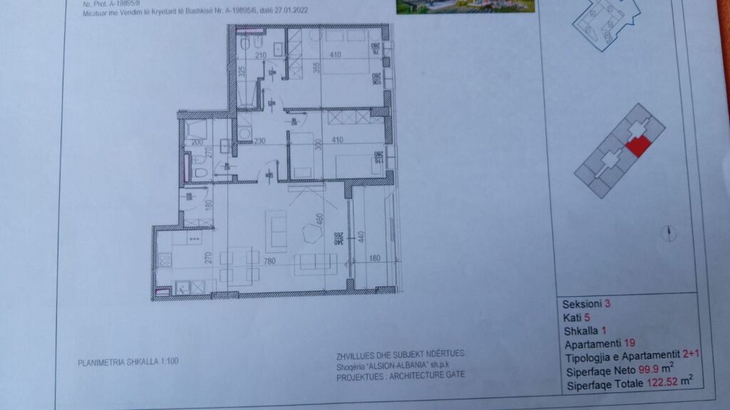 Vendita | Apartament 2 + 1+2 Poste Parkimi | Rruga e Kavajës | 270000 €