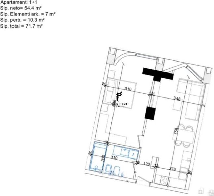 SHITET APARTAMENT 1+1 ISH PARKU I AUTOBUZEVE 129.060 EURO FH-96075