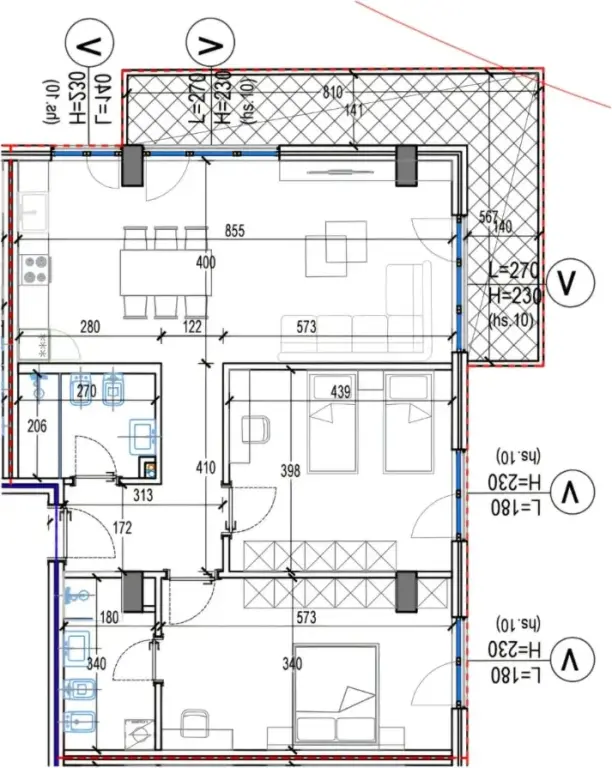 Appartamento 2+1+2 in vendita a Kodra e Diellit 2, Estensione.