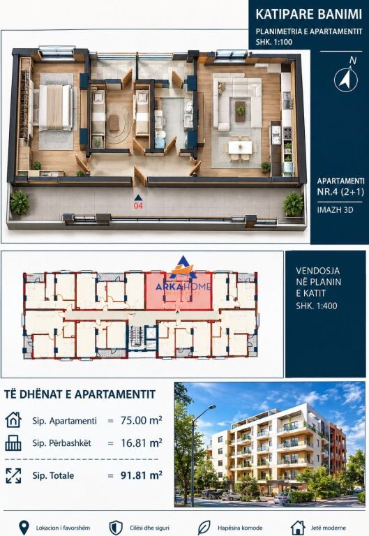 VENDESI APPARTAMENTO 2+1 "RIVERSIDE KOTARJA, PASKUQAN" 9.181.000 LEKE