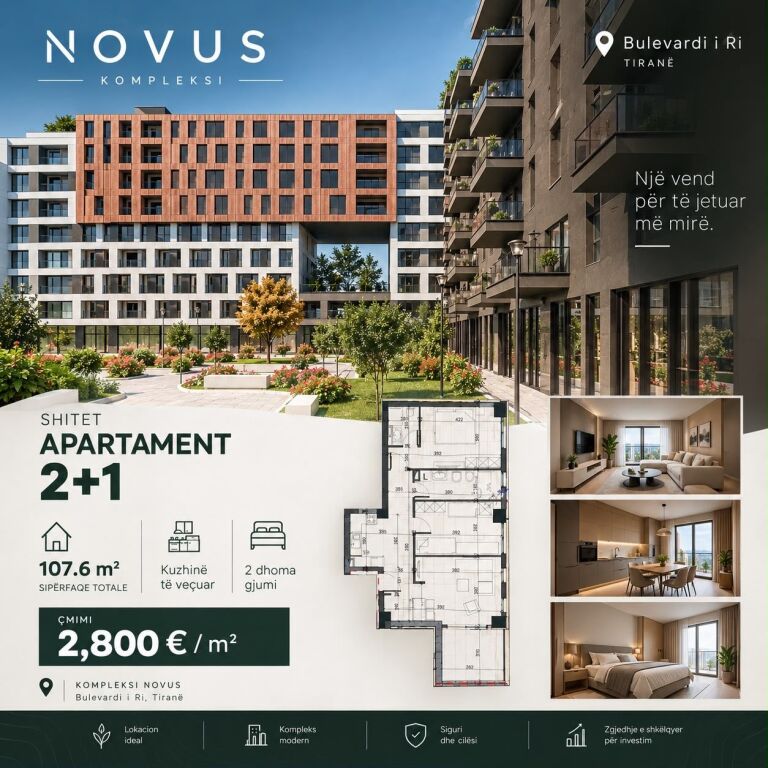 🏡 SHITET APARTAMENT 2+1 – KOMPLEKSI NOVUS