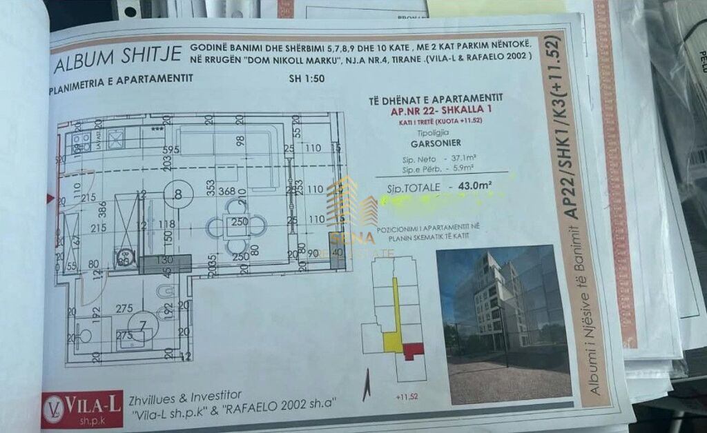 Shitet Garsoniere+blk , Rruga Dibres  6.200.000 Lek