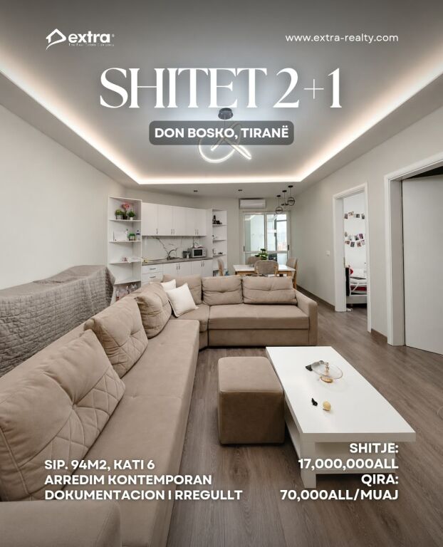 FOR SALE APARTMENT 2+1, DON BOSCO - TIRANA