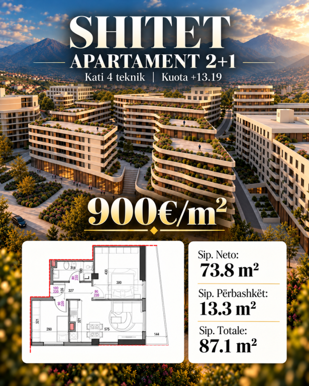 SHITET APARTAMENT 2+1 , PASKUQAN - ALUNA RESIDENCE