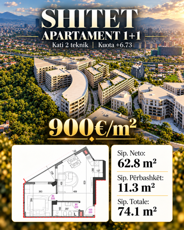 SHITET APARTAMENT 1+1 , PASKUQAN - ALUNA RESIDENCE