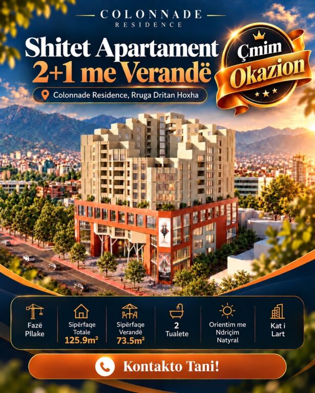 SHITET APARTAMENT 2+1 ME VERANDË – ÇMIM OKAZION