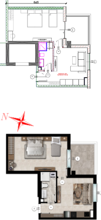 Per shitje Apartament  1+1 MonteVideo Mali i Robit