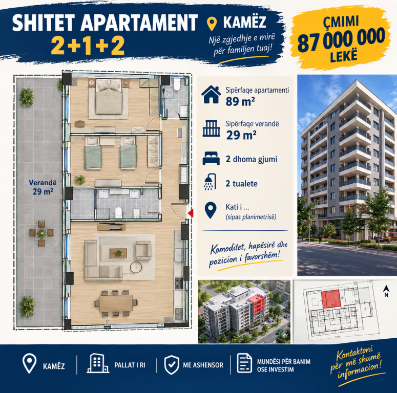 SHITET APARTAMENT NË ZONEN E KAMZES